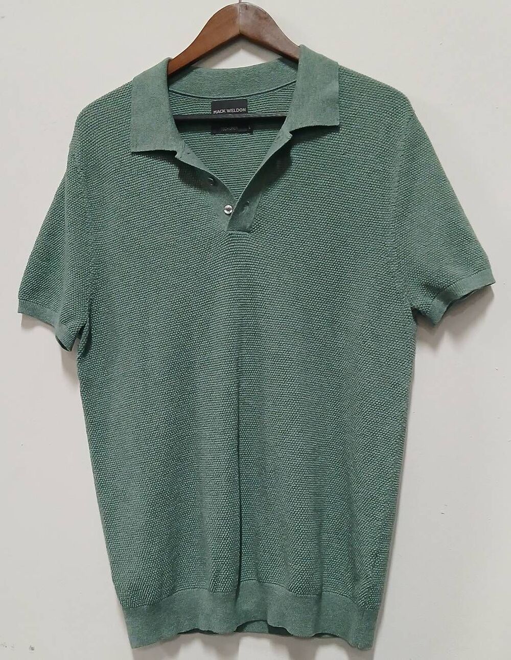 Mack weldon men large tech linen cotton sweater green shortsleeve polo cool max